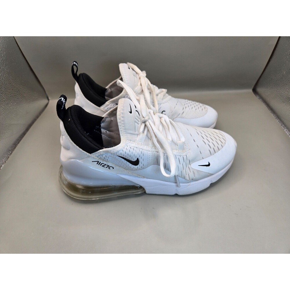 Nike Air Max 270 Shoes Womens 6.5 Triple White Running Athletic Workout Sneakers